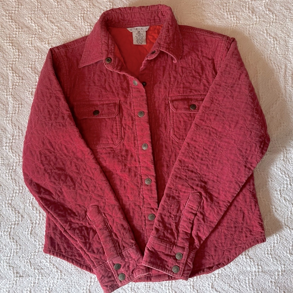 CAbi Pink Quilted Button Down Shirt